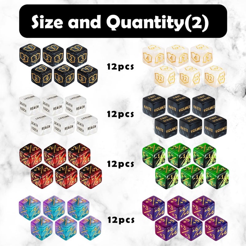 LAMJAM 66 PCS MTG Dice Counters Keyword Metal Tokens +1/+1 Shield Life Counter Dice Set Spindown D20 for MTG, TCG, Magic Cards Gaming Accessories - Image 4